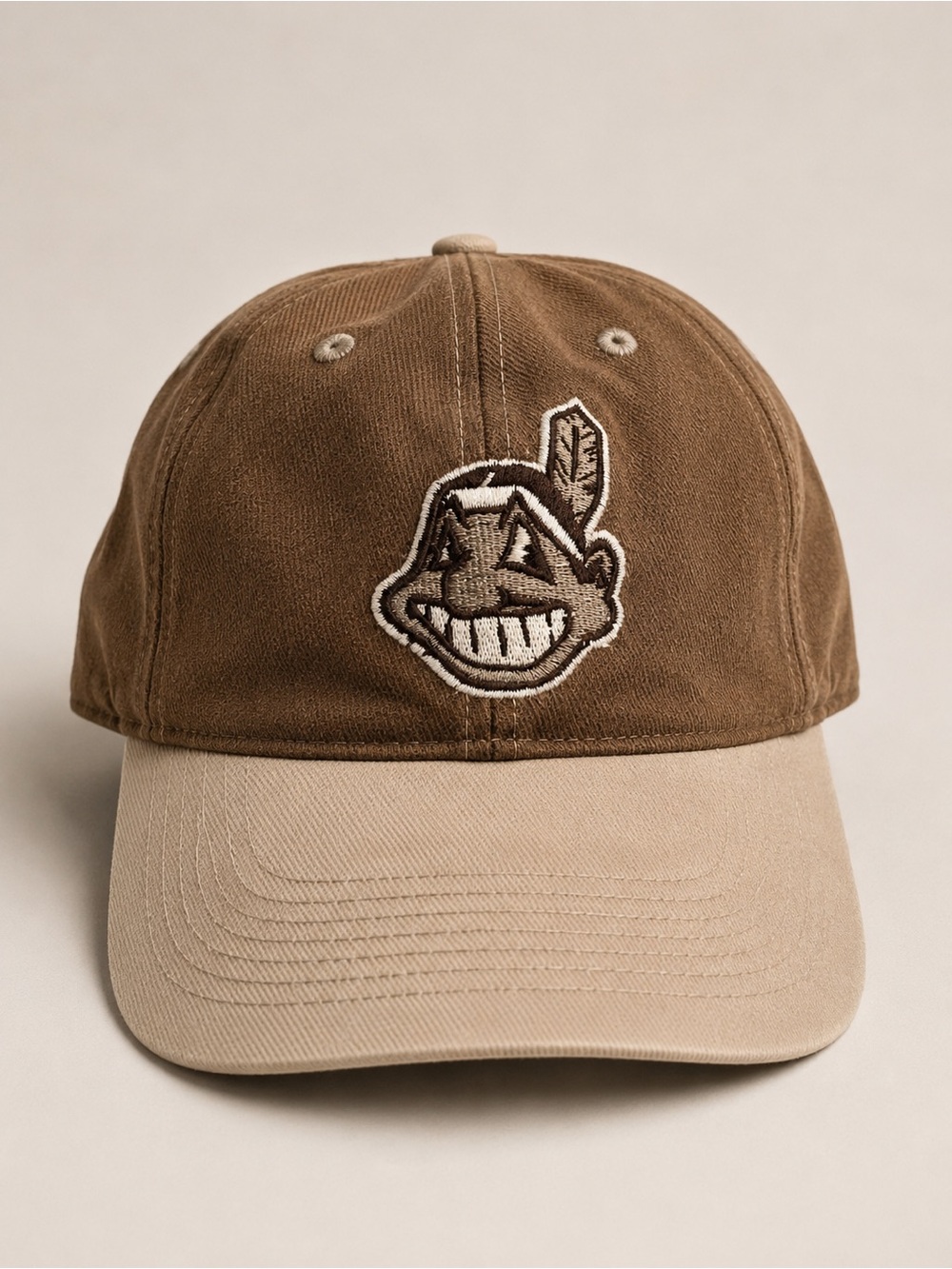 Vintage Chief Wahoo Cleveland Indians Guardians Bleached Logo 7 Hat Baseball Cap